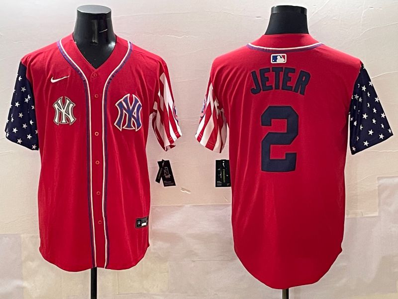 Men New York Yankees 2 Jeter Red a generation of national flags Jointly Name 2025 Nike MLB Jersey style 10